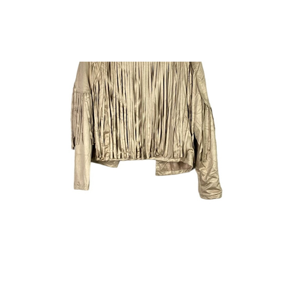 NEW! Western Fringe Soft Faux Suede Open Style Lined Jacket Coat M Light Tan - Picture 10 of 12